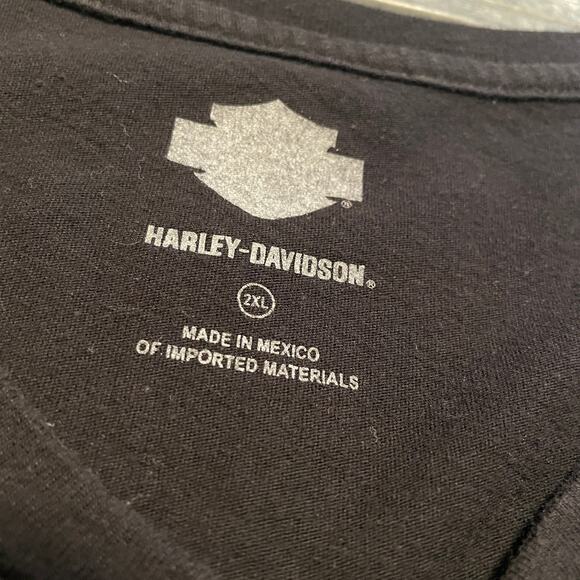 Harley Davidson Eagle Graphic V Neck Tee Shirt Womens 2XL XXL Black Biker - Picture 3 of 9